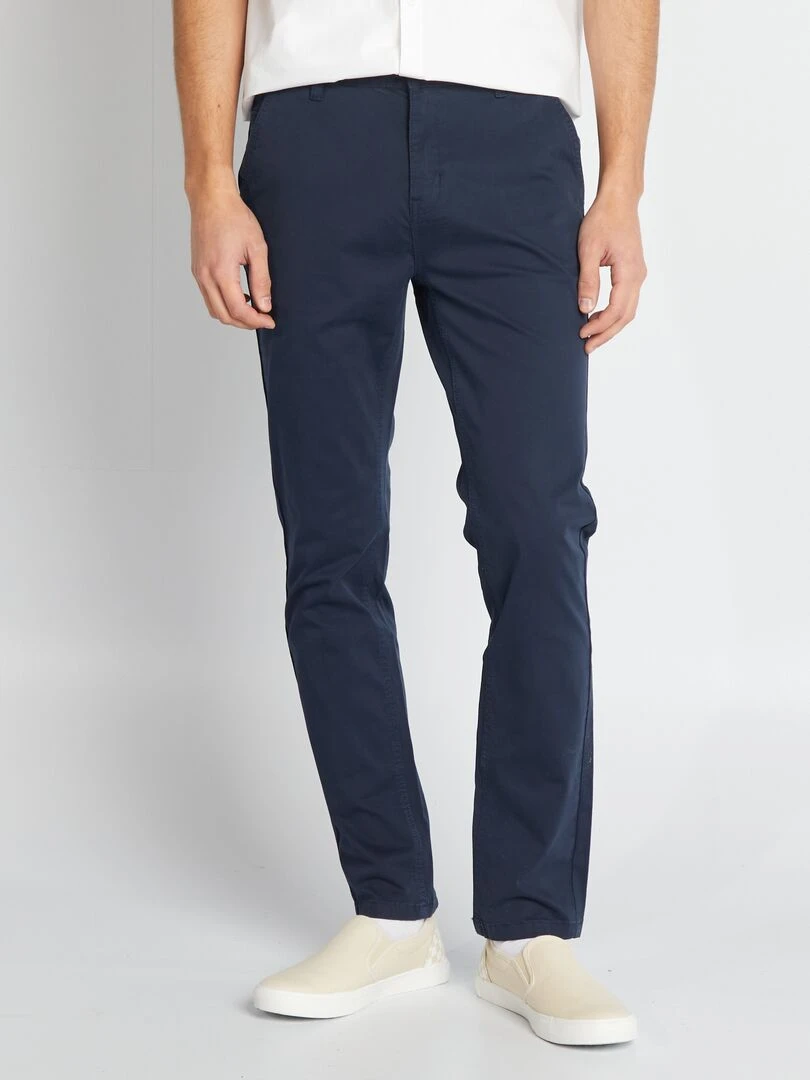Pantalon chino uni Bleu