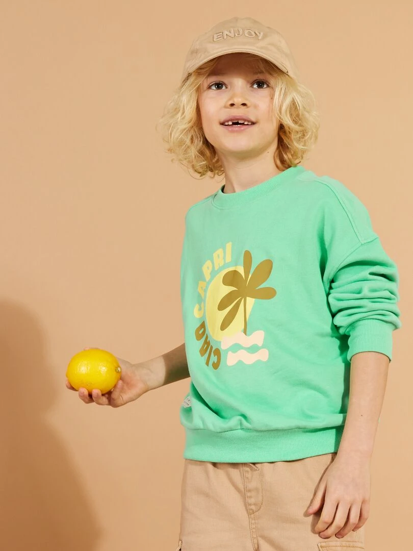 Sweat loose imprimé Grafik Edition Vert