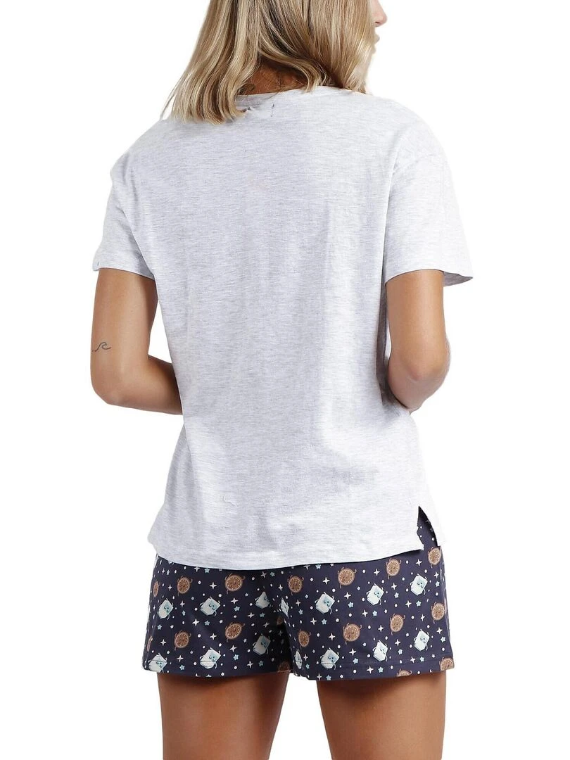 Pyjama short t shirt Contigo Mr Wonderful Gris