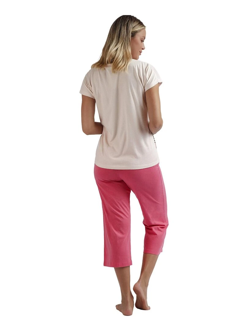 Pyjama pantalon palazzo t shirt Let It Grow Rose