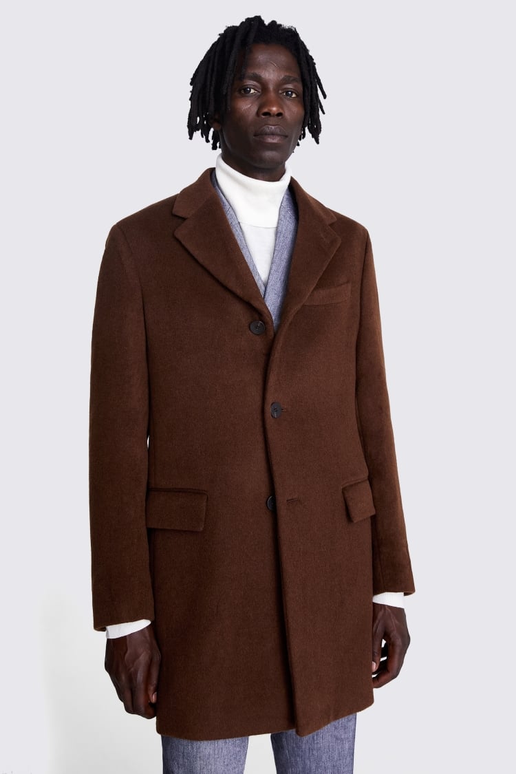 Chestnut Wool Cashmere Blend Overcoat Buy Online at Moss