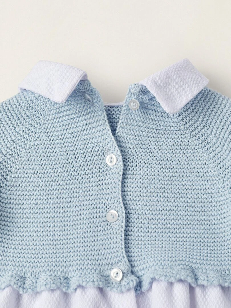Body à manches longues combiné pour nouveau né manches longues ATLANTIC COMPANY   Bleu clair