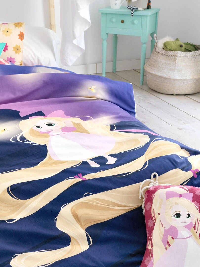 Parure housse de couette 2 pièces Long braid "Happyfriday" Jaune