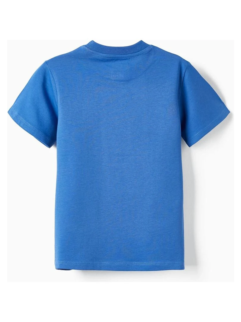 T shirt en coton pour garçon 'Capitaine Amérique' manches courtes Bleu