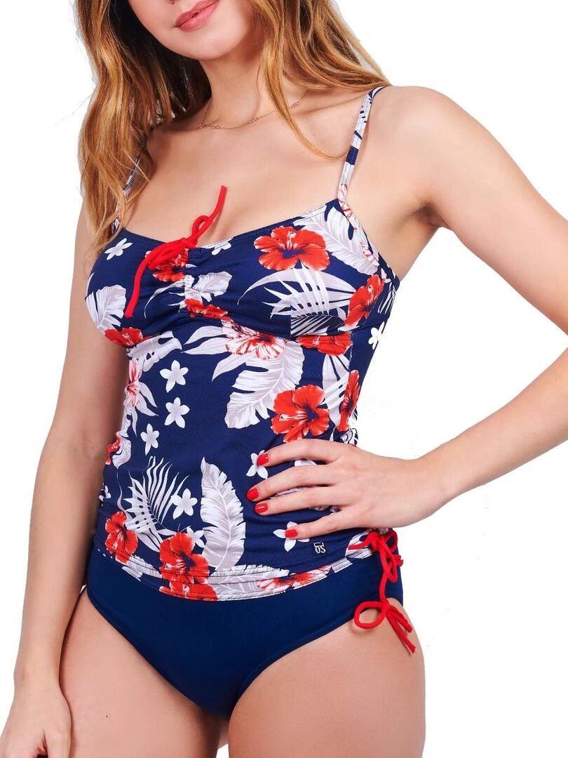 Ensemble maillot de bain tankini réglable California   Bleu