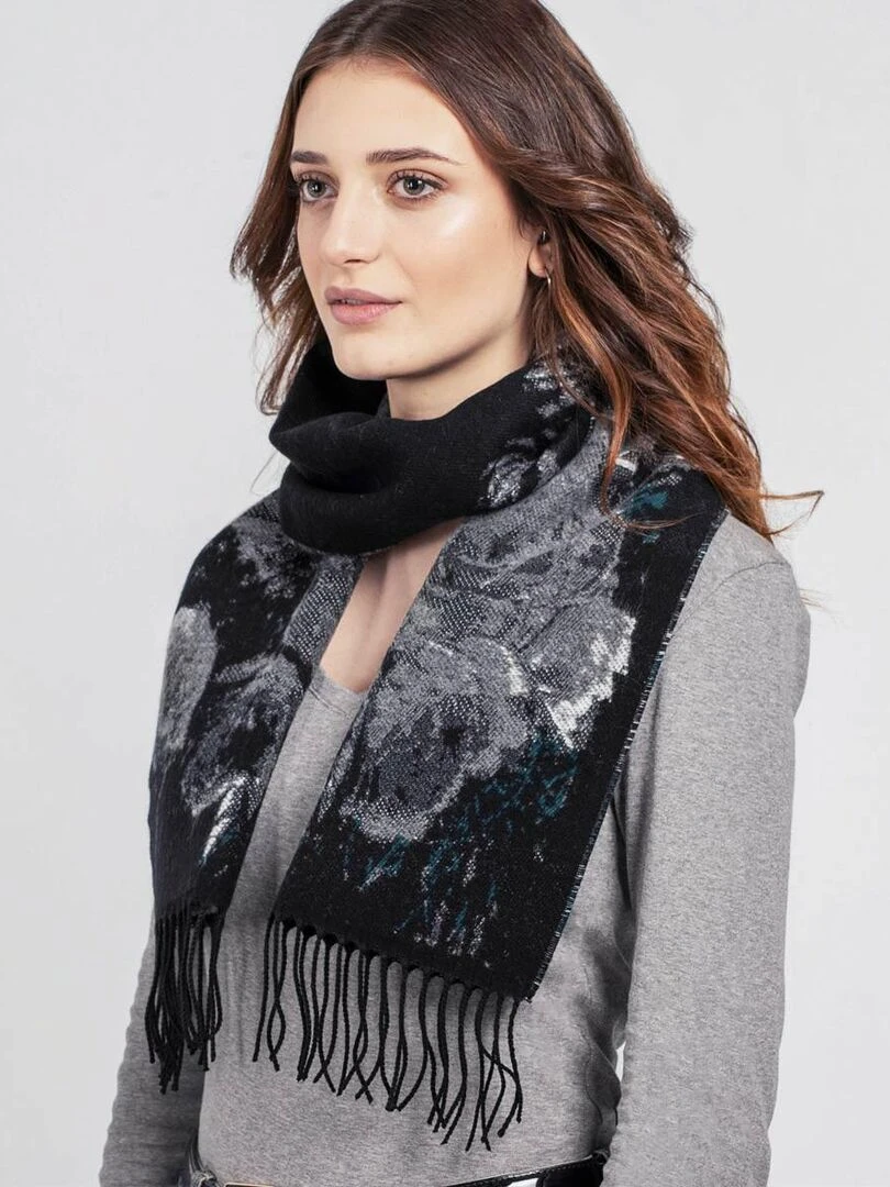 Echarpe cashcryl Rosy Fabriqué en France Noir Gris