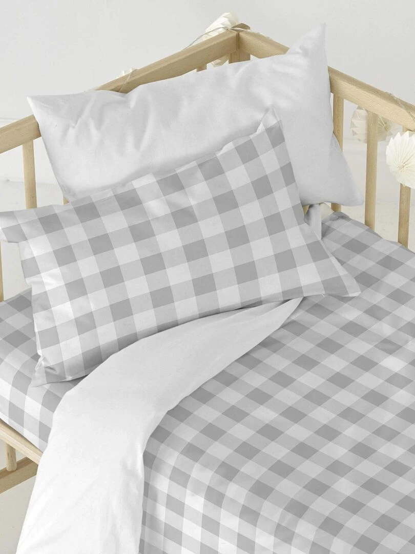 Parure housse de couette 2 pièces Vichy "Happyfriday"   Rose