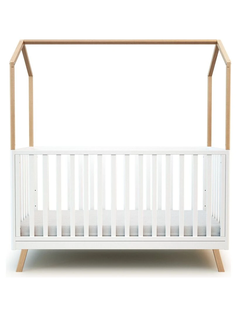 AT4 Lit cabane bébé évolutif CONFORT en bois Blanc Marron