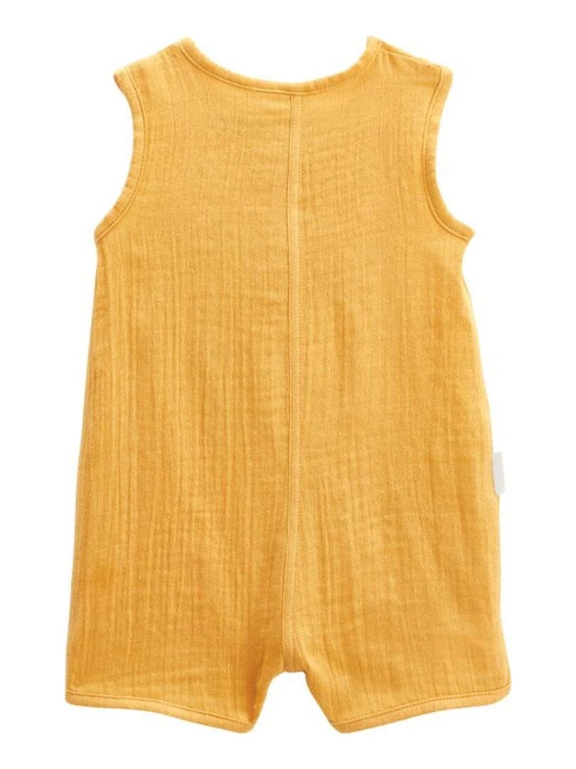 Combishort bébé en gaze de coton Wakae   Moutarde
