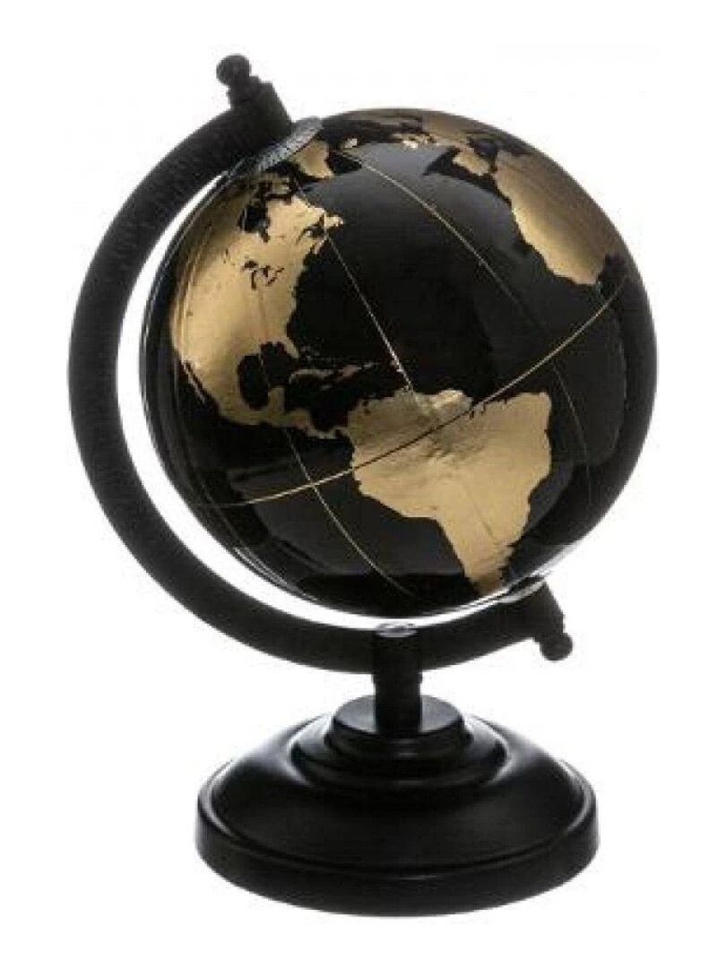 Globe terrestre noir et or H22 cm Noir