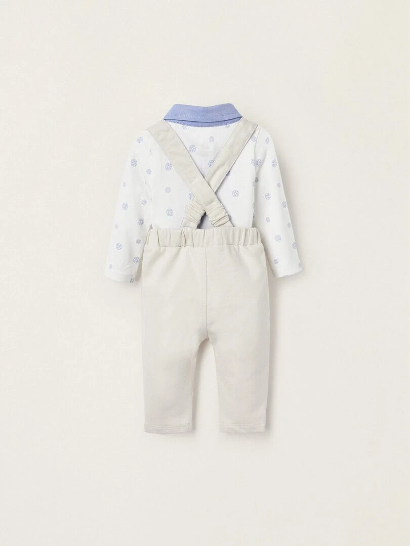 Bodies Polo + Pantalon avec Bretelles Amovibles pour Nouveau Né ATLANTIC COMPANY Gris clair