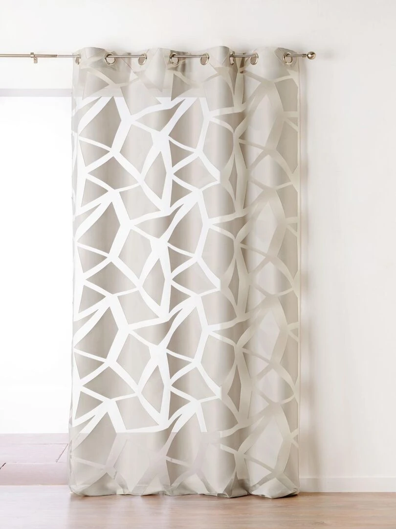 Voilage en Jacquard à Imprimés Géométriques Gris clair