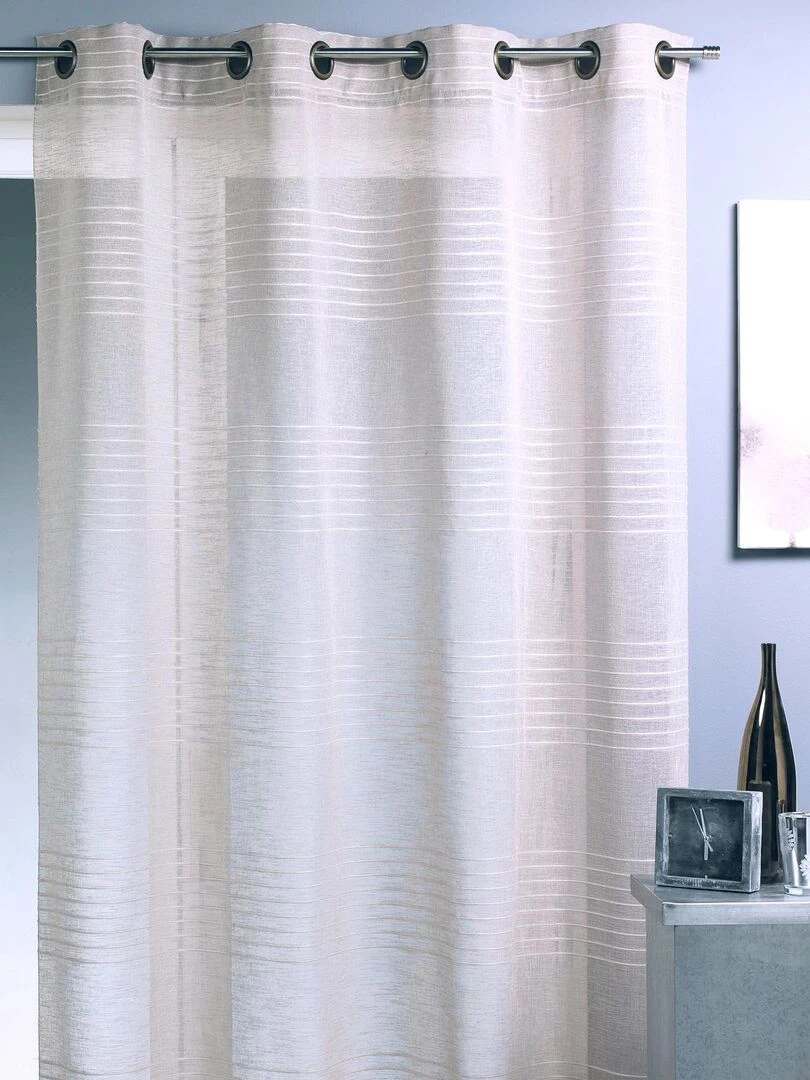 Voilage Fantaisie Rayé Beige