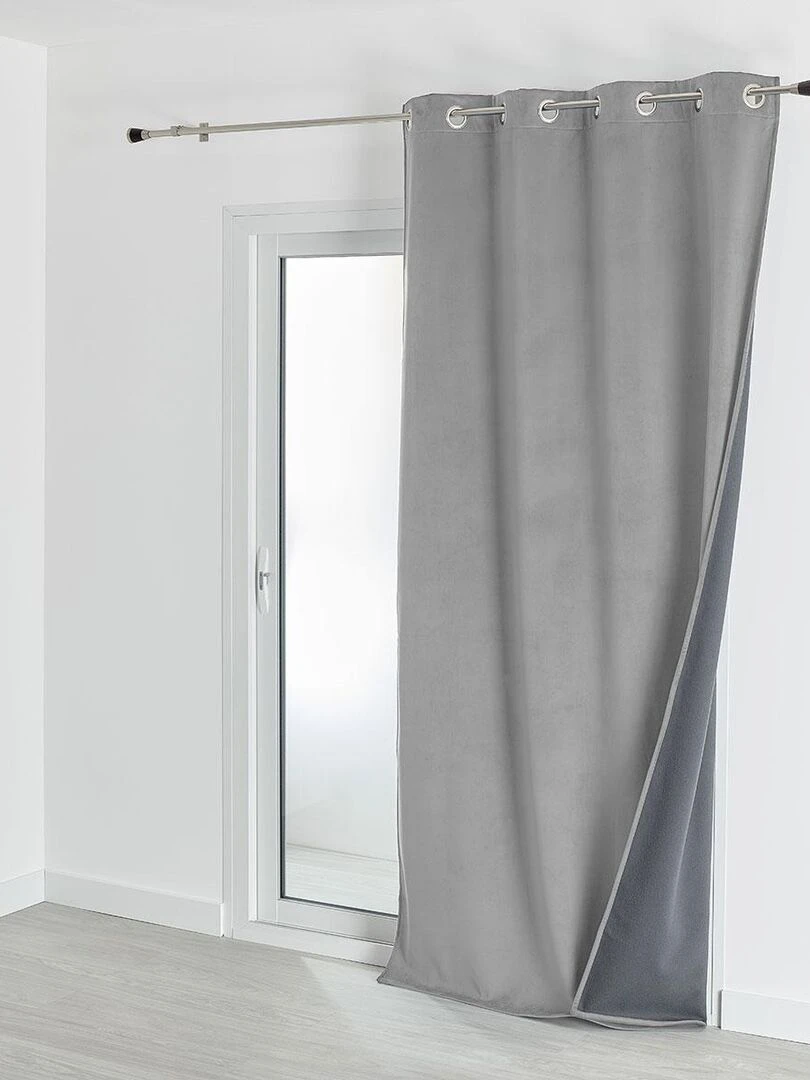 Rideau isolant et occultant en velours doublé polaire Gris perle