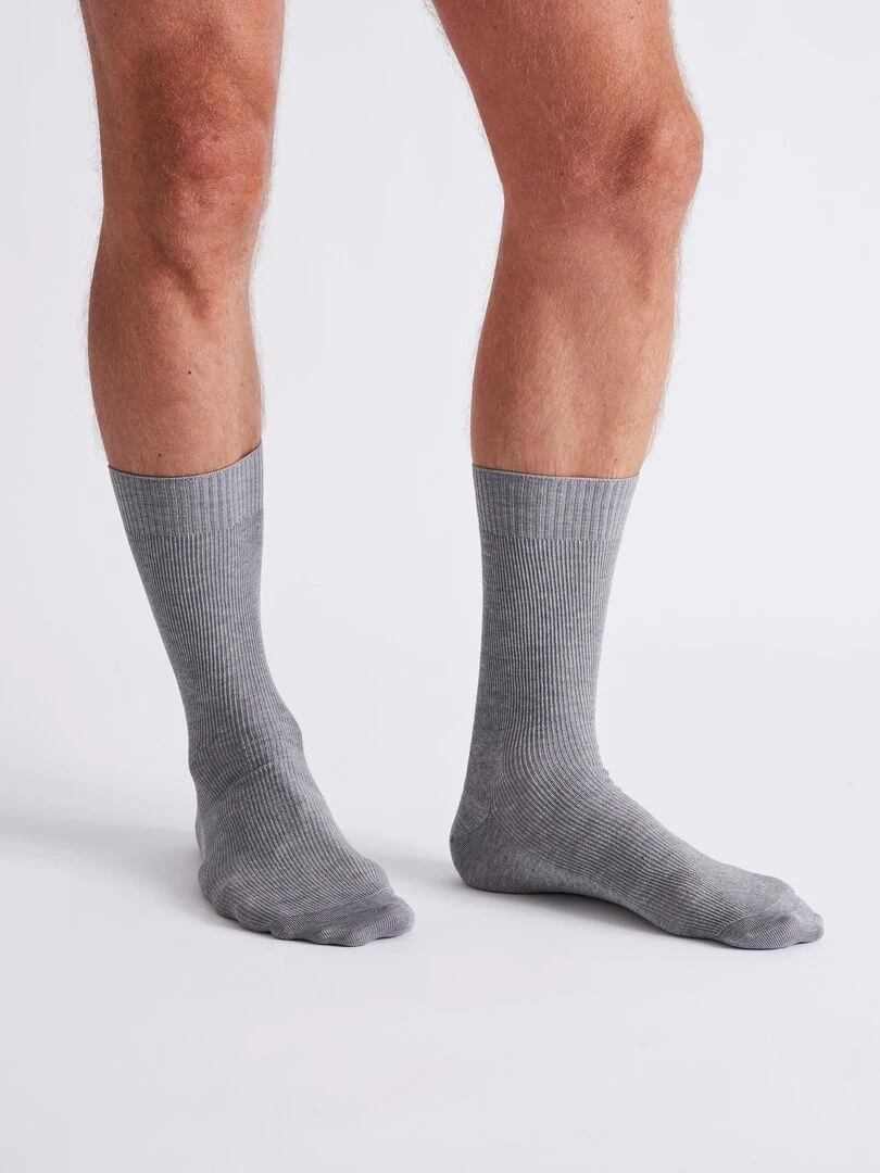 Chaussettes à base de fil d Écosse mélangé Damart Gris chiné