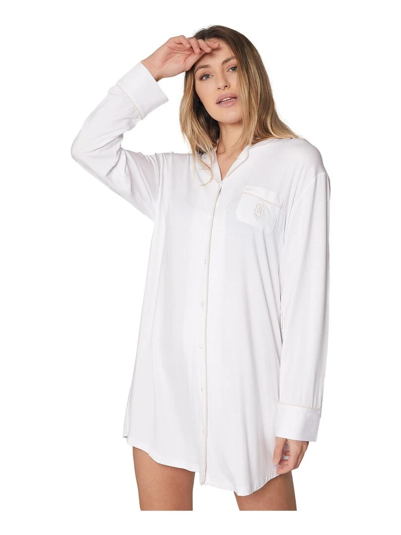 Chemise de nuit manches longues Night Soft Blanc