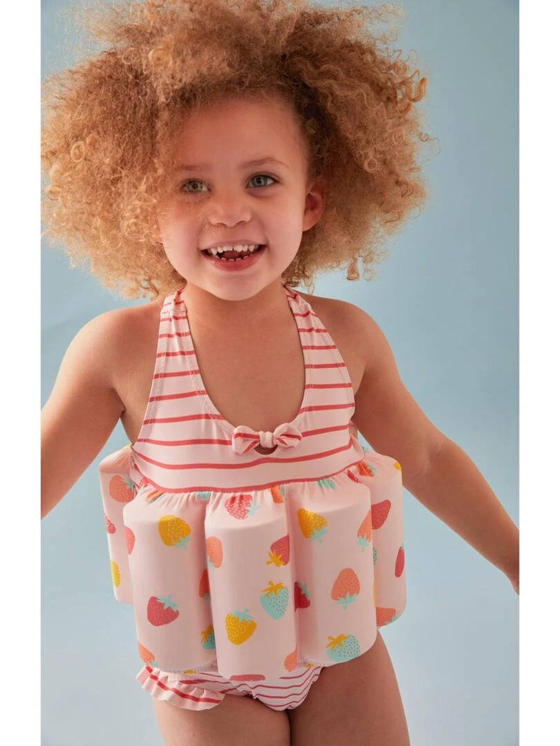 Maillot bouée rayé à imprimés  clair/écru   Archimède   Rose