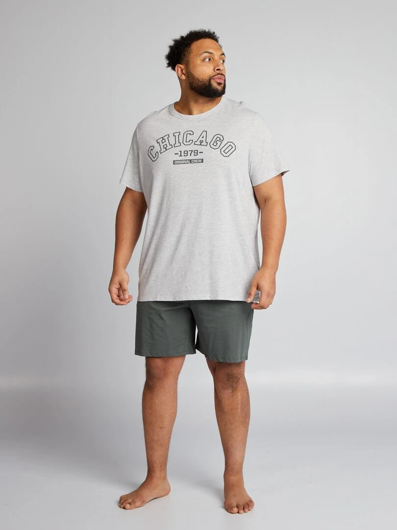 Ensemble pyjama court t shirt + short 2 pièces Gris