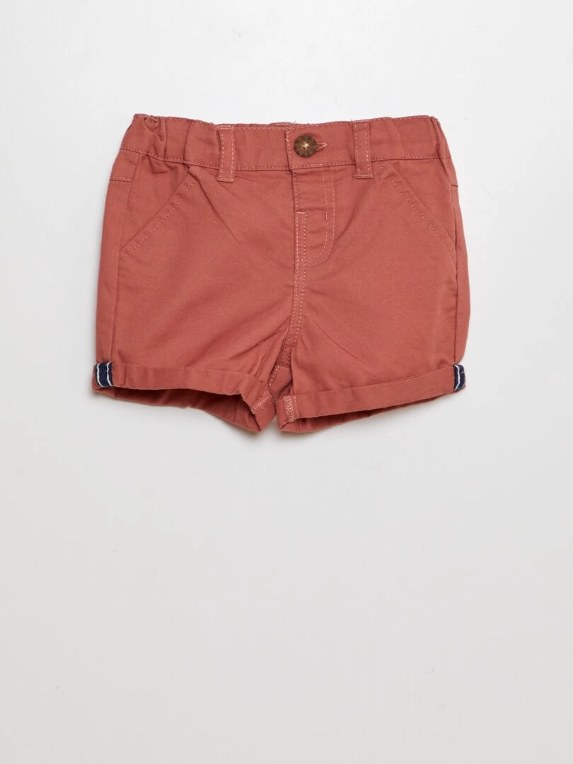Ensemble 2 pièces   Tee shirt esprit polo + short en twill   Rose/crème