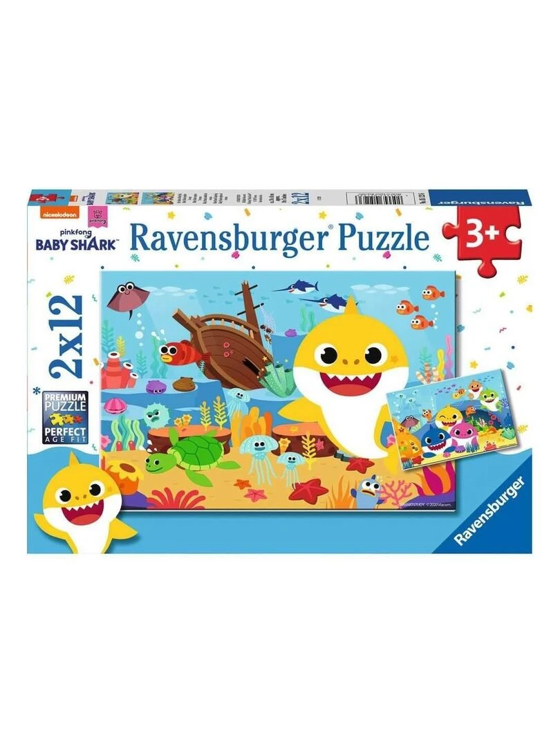 Puzzle 2 x 12 pièces : baby shark explore l'océan N/A