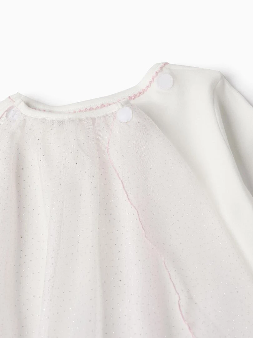 Pyjama avec Cape en Tulle et Paillettes pour Fille 'Elsa' FROZEN Blanc