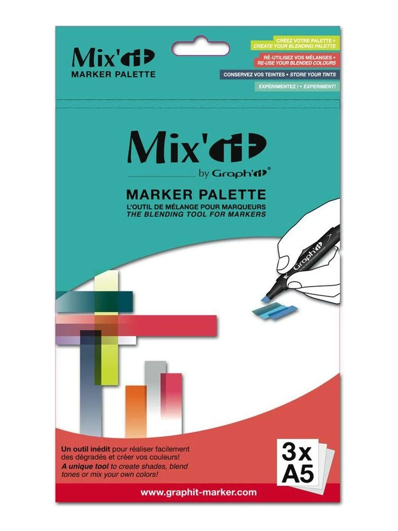 Palette de mélange et dégradé pour marqueurs Graph'It 3 feuilles A5 N/A