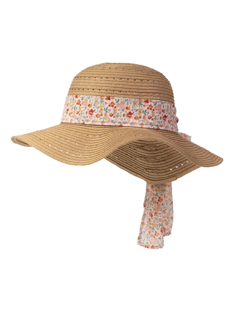Chapeau Femme capeline Foulard fleurs Multicolore