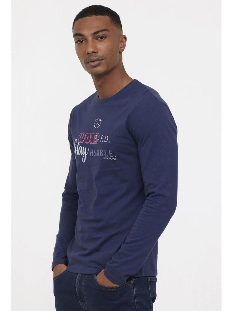 Lee Cooper T Shirt manches longues coton regular ATOF Blanc