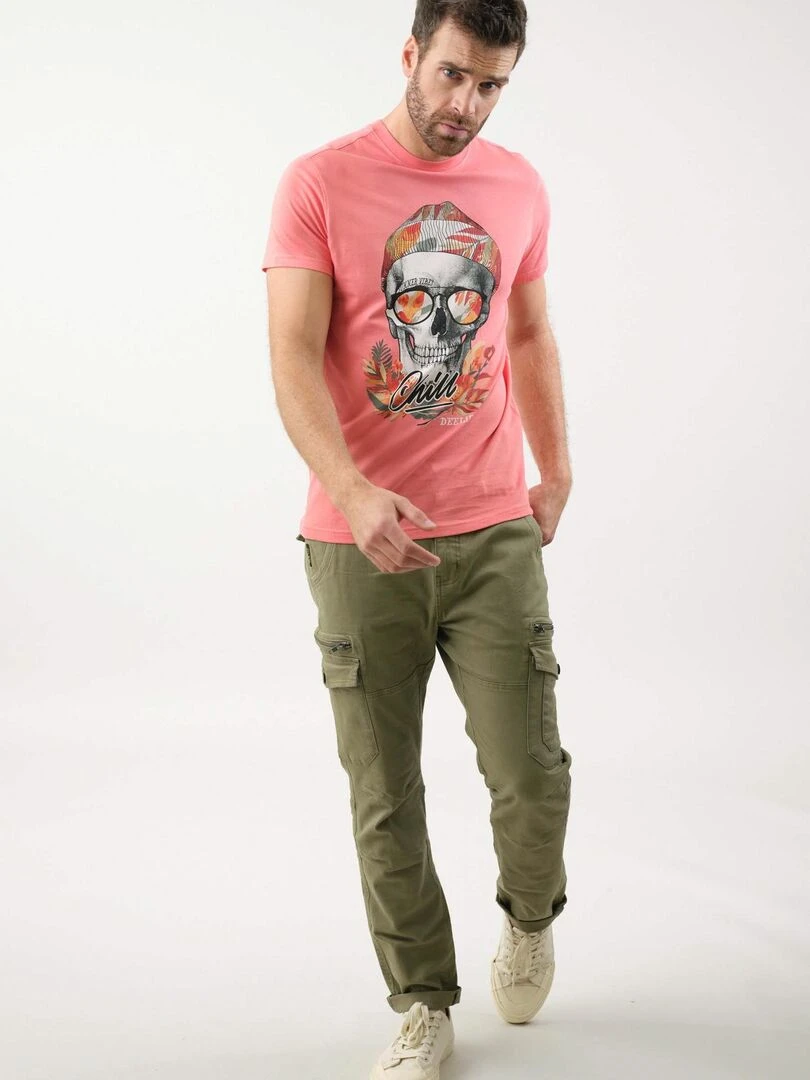 T shirt rock pour homme 'Deeluxe' Orange corail