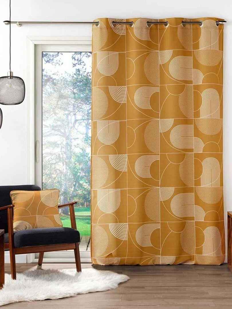 Lot de 2 rideaux Esquisse Jaune