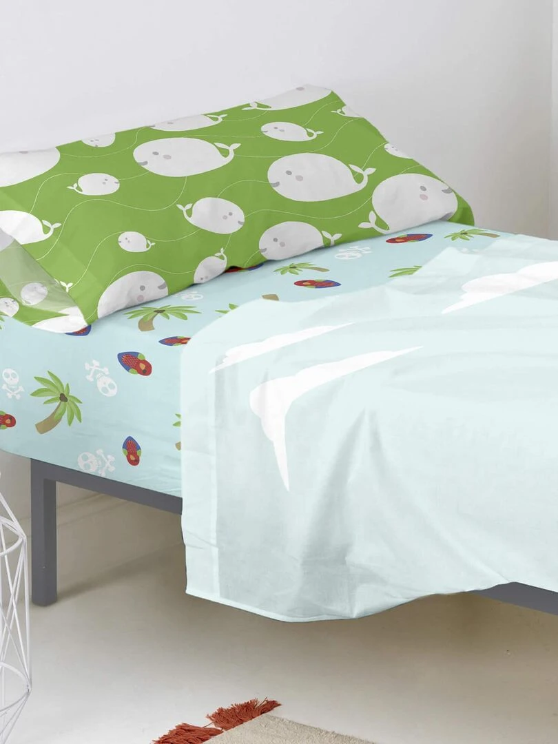 Drap housse Pirata "Happyfriday" Blanc