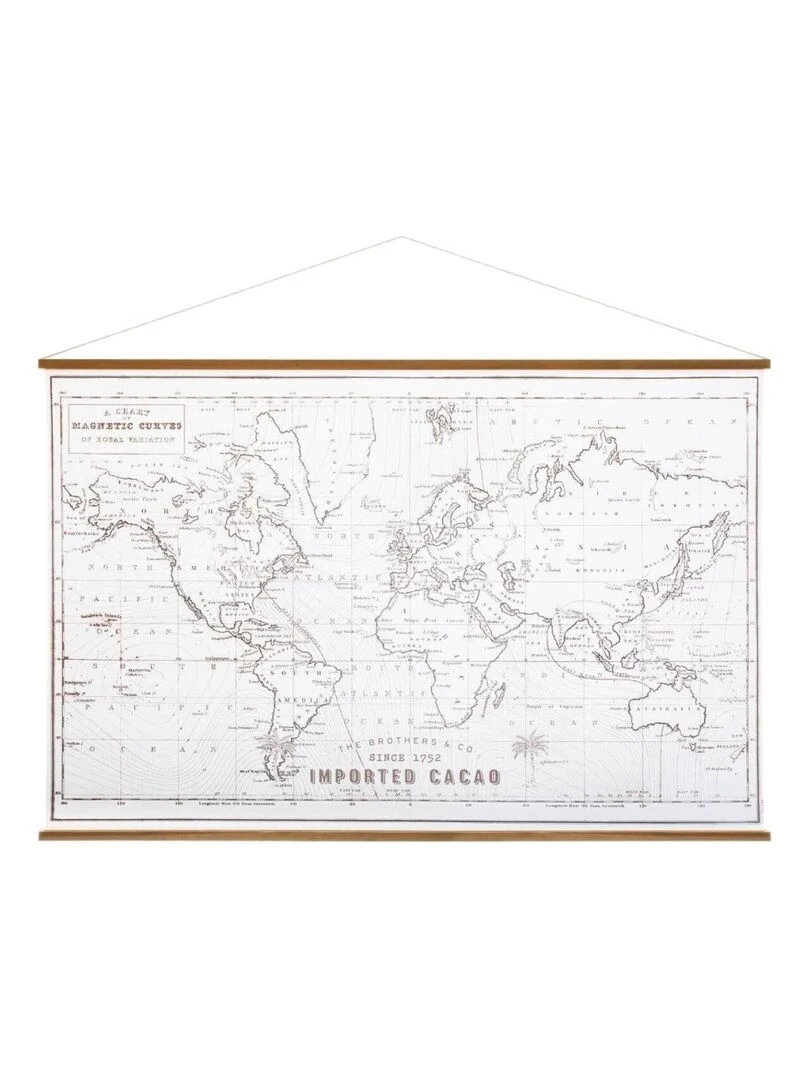 Tableau toile carte du monde rétro 110x73 cm Blanc