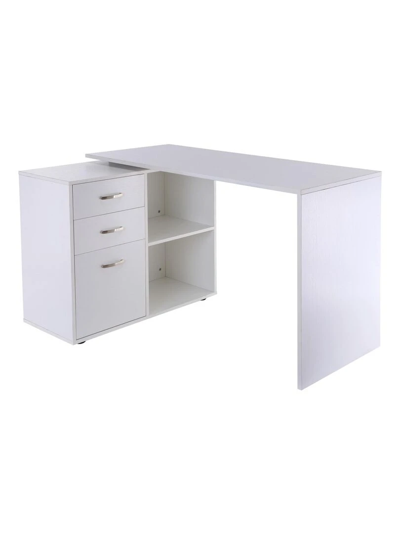 Bureau d'angle bureau droit modulable 2 en 1 blanc Blanc