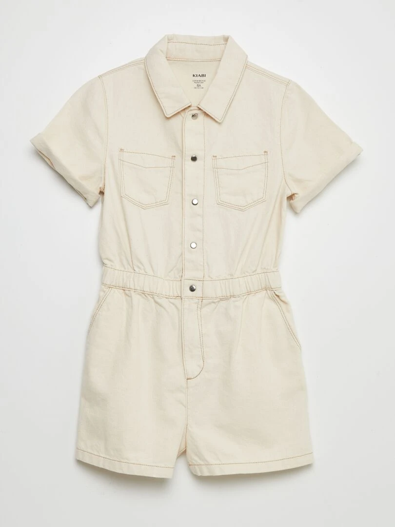Combishort en denim undyed Beige