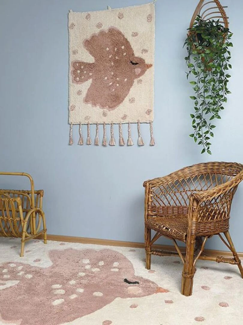 Tapis Lavable Rectangulaire Oiseau Birdy (100 X 150 Cm) Rose