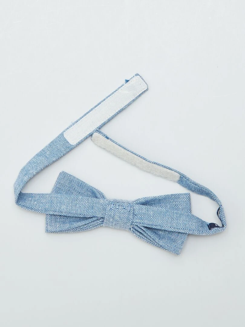 Nœud de papillon effet lin Bleu