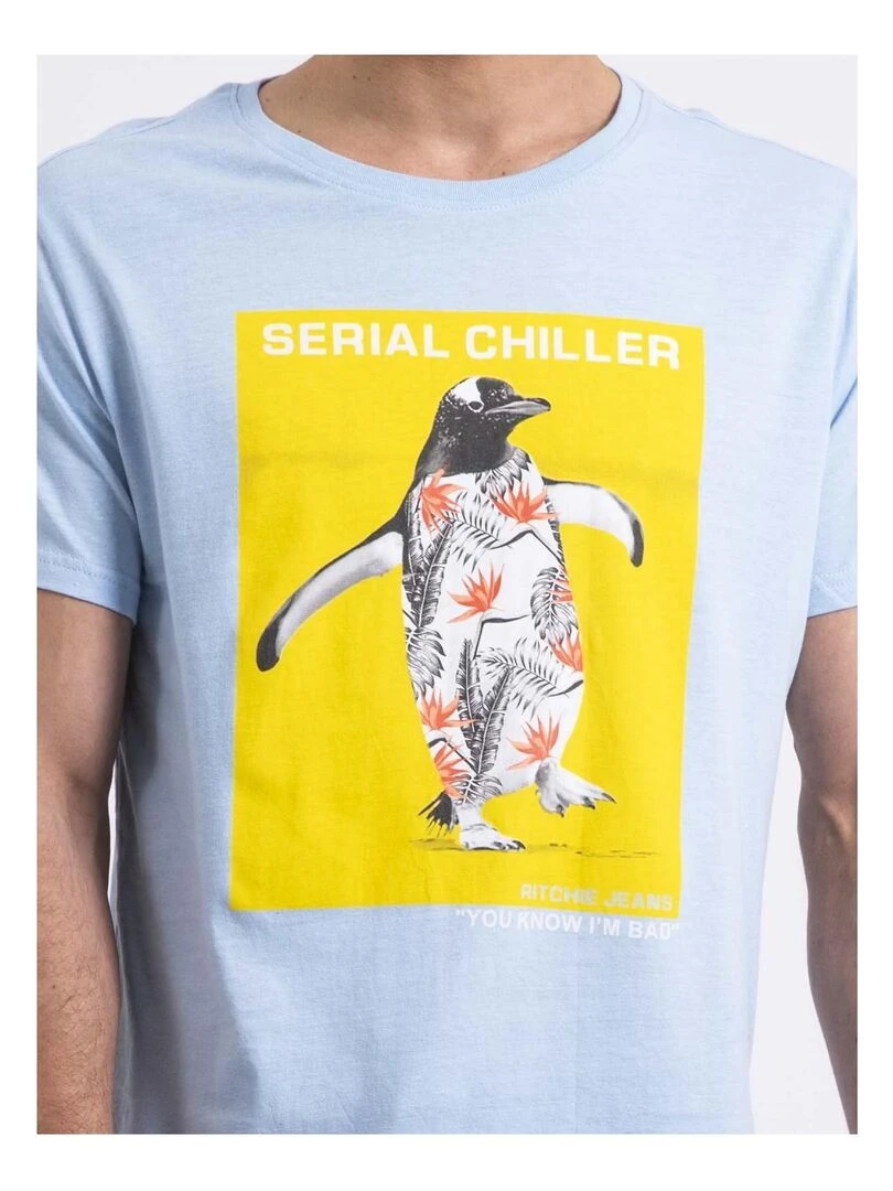 T shirt col rond NIRALVINO Bleu ciel