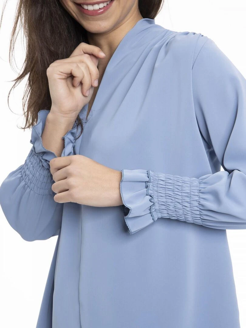 Chemise col mao CATHY Gérard Pasquier Bleu foncé