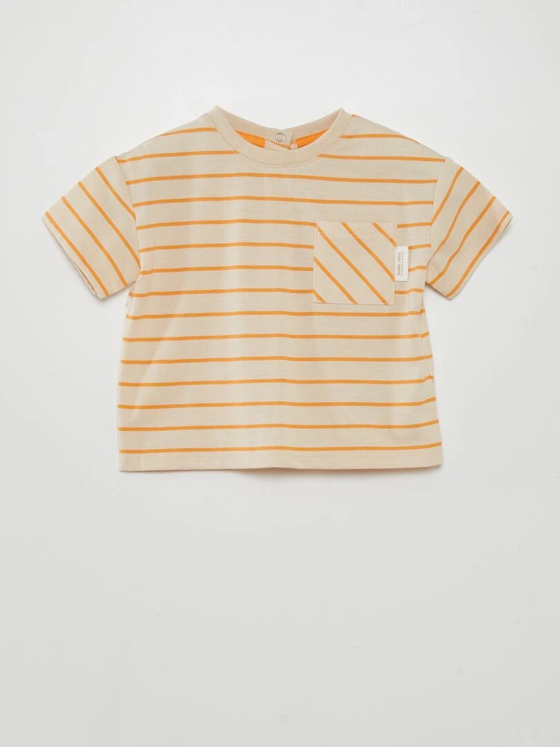 T shirt à rayures beige