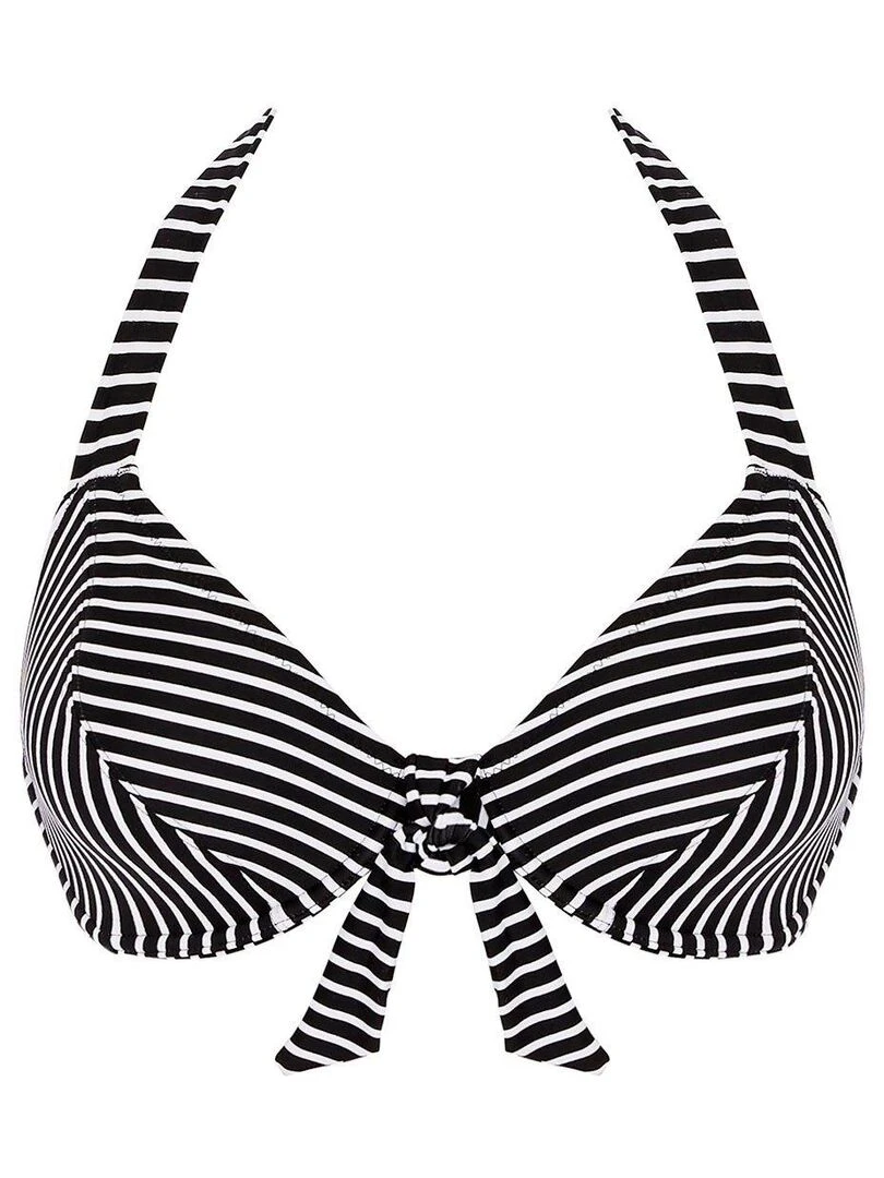 Haut de maillot tour de cou à rayures Beach hut   Noir