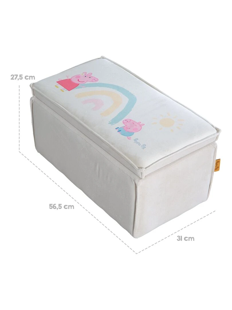 ROBA Banc Coffre à Jouets Peppa Pig pour Enfant en Bois et Velours   Beige   Motif Cochon   Beige