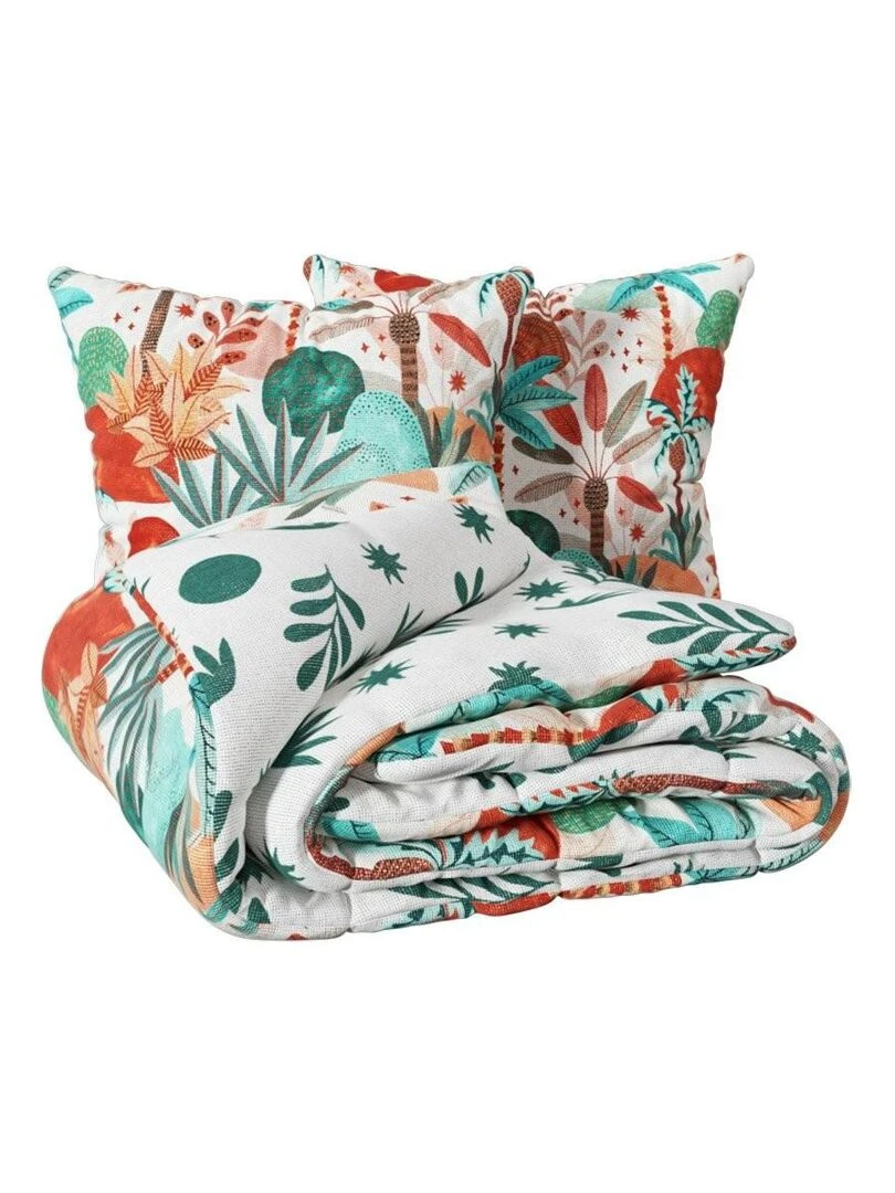 Housse de couette 240x220 Dzungla + 2 taies coton 57 fils   Vert