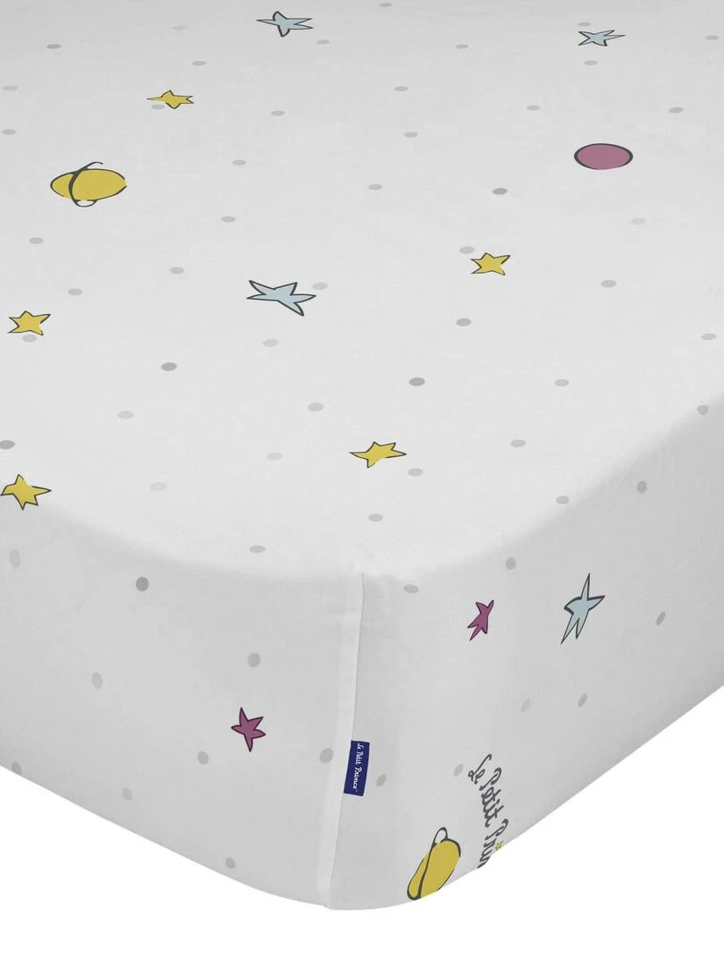 Drap housse Univers "Happyfriday" Blanc