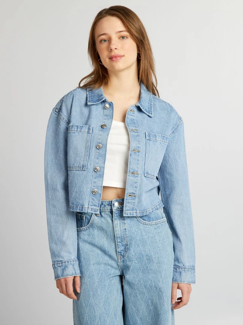 Veste en jean griffée   Bleu