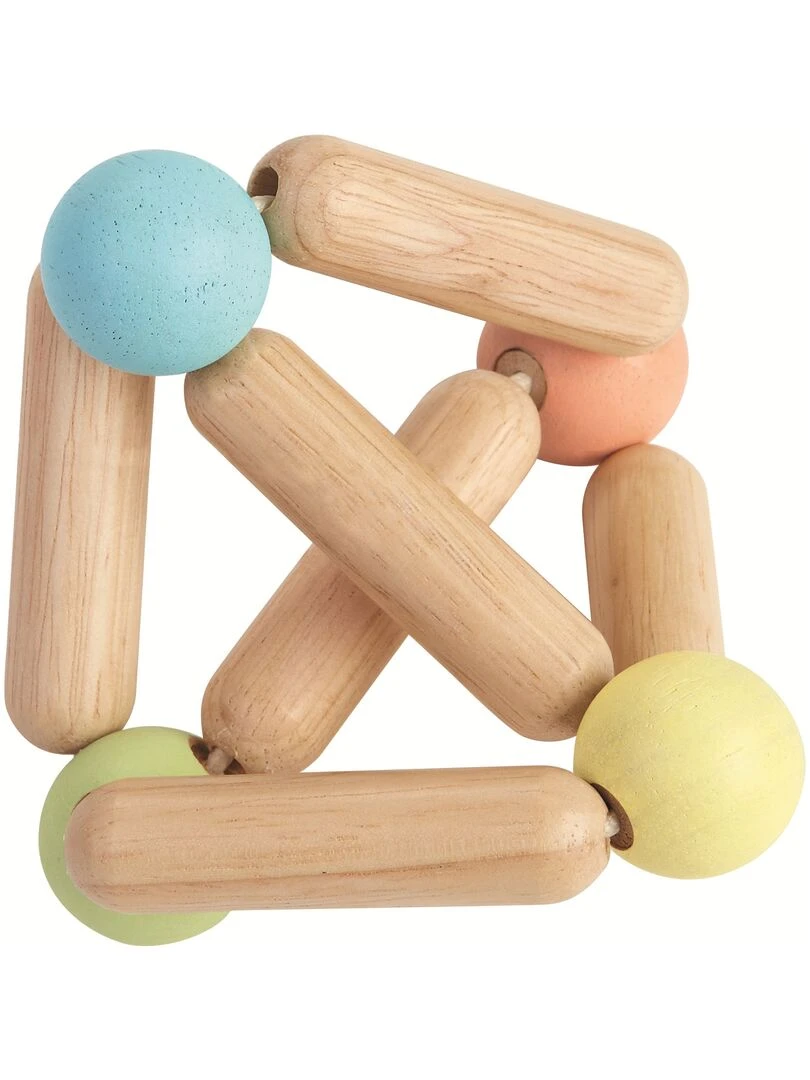 Hochet en bois triangle pastel   N/A