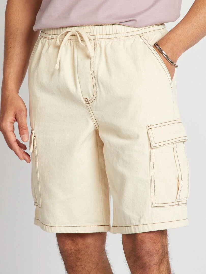 Bermuda multipoches undyed Beige