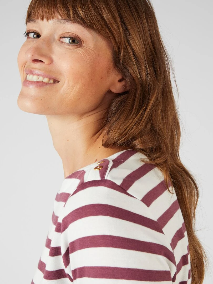 Tee shirt rayé coton modal manches 3/4 Happy D. by Damart Rose