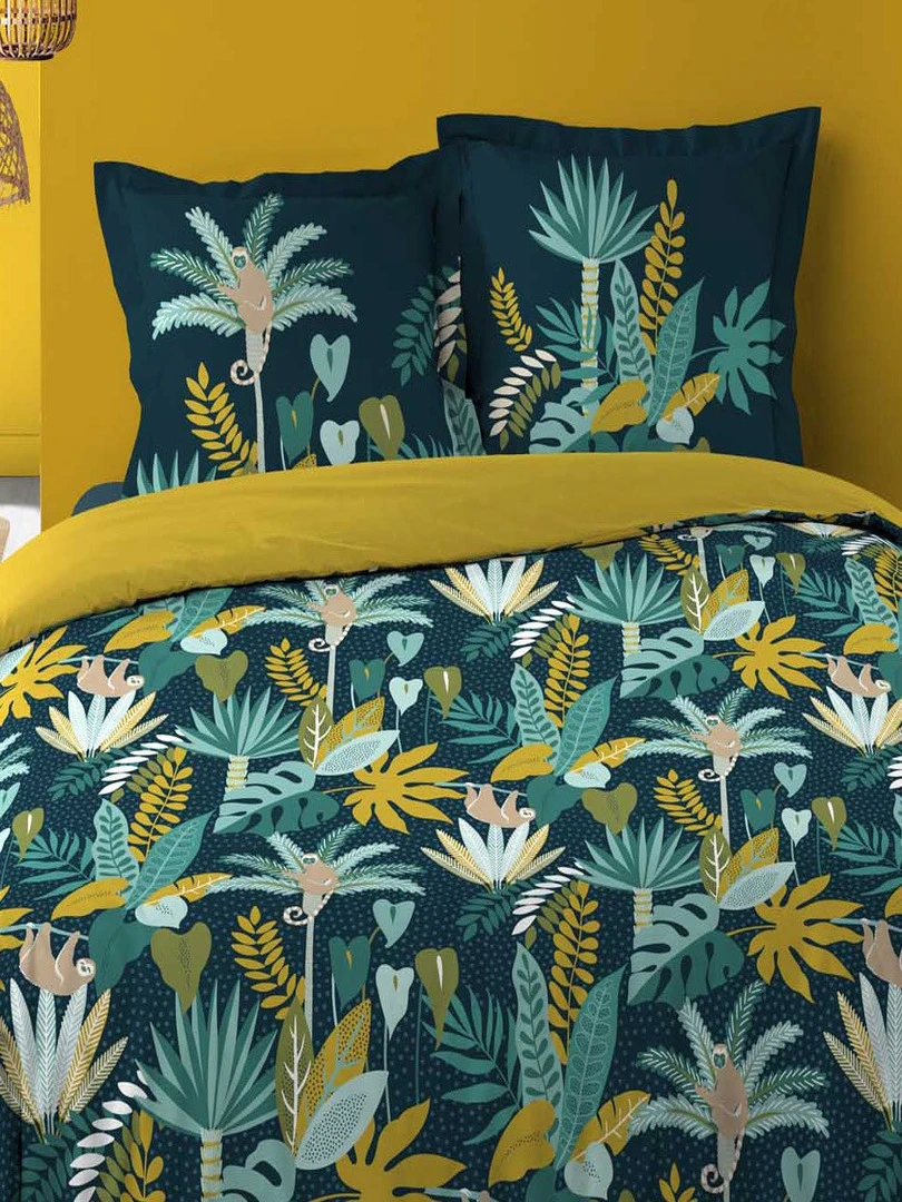 Housse de couette 260x240 + 2 taies Guinea vert coton 57 fils Vert