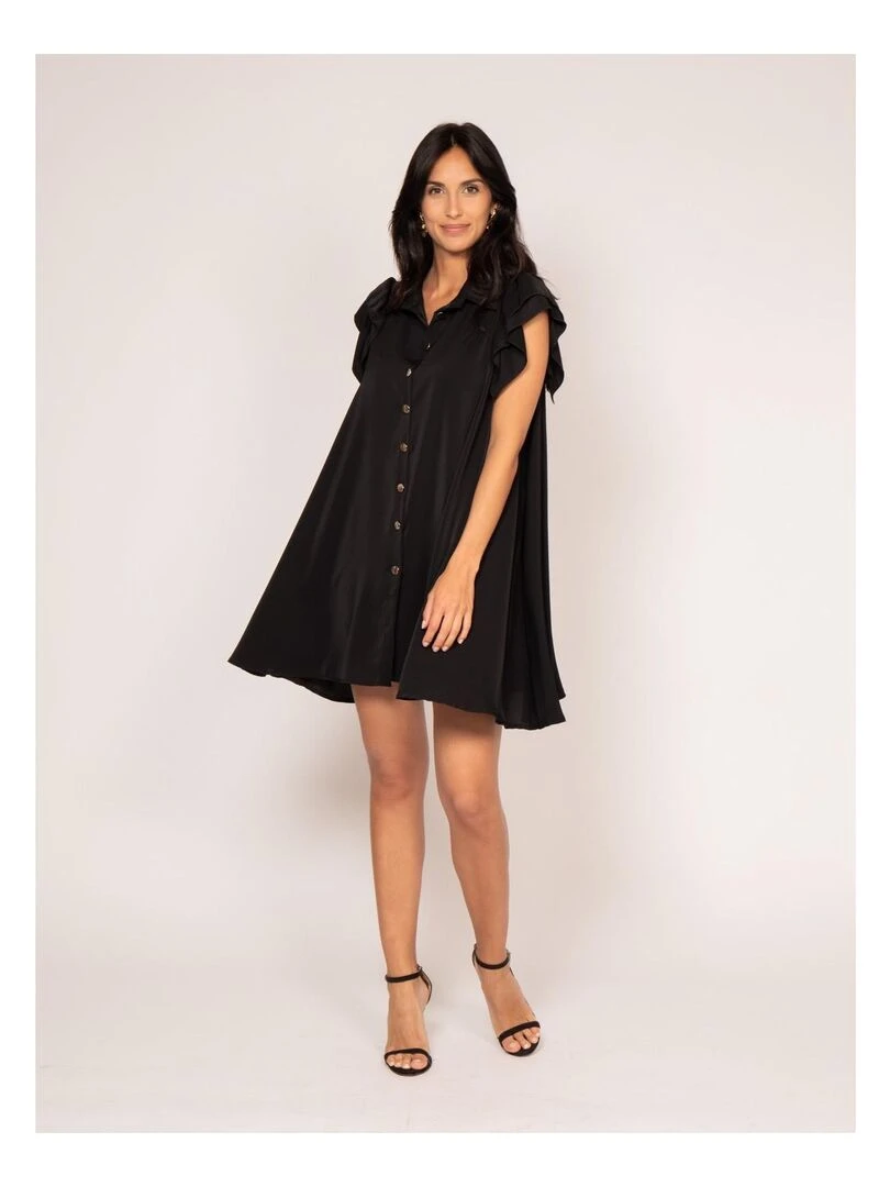 Robe courte boutonnée ILLISA   Noir