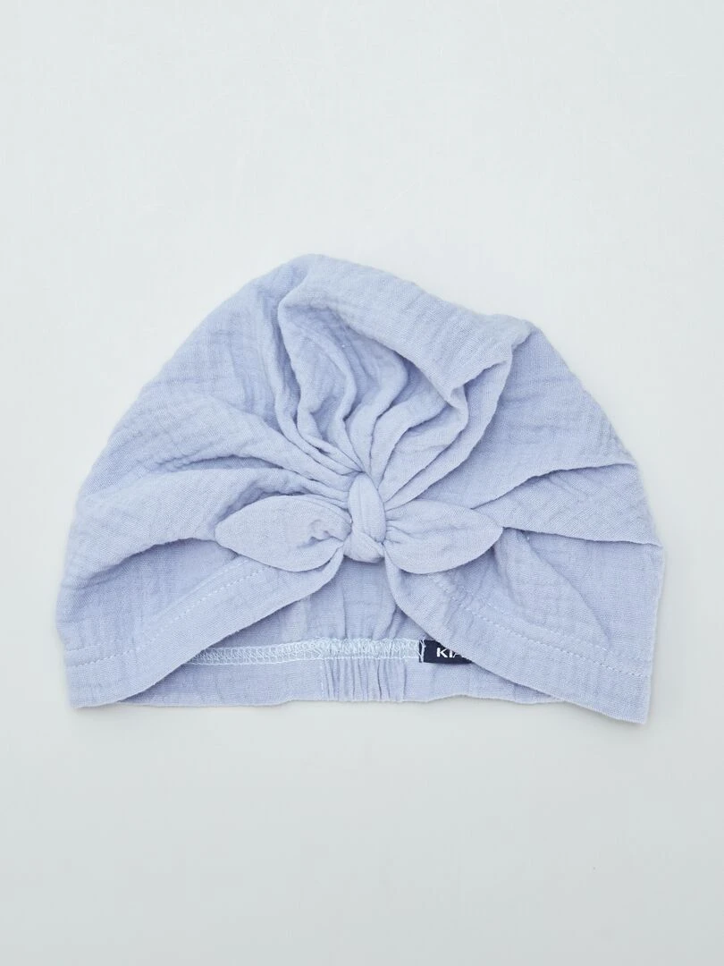 Turban uni en double gaze de coton Bleu
